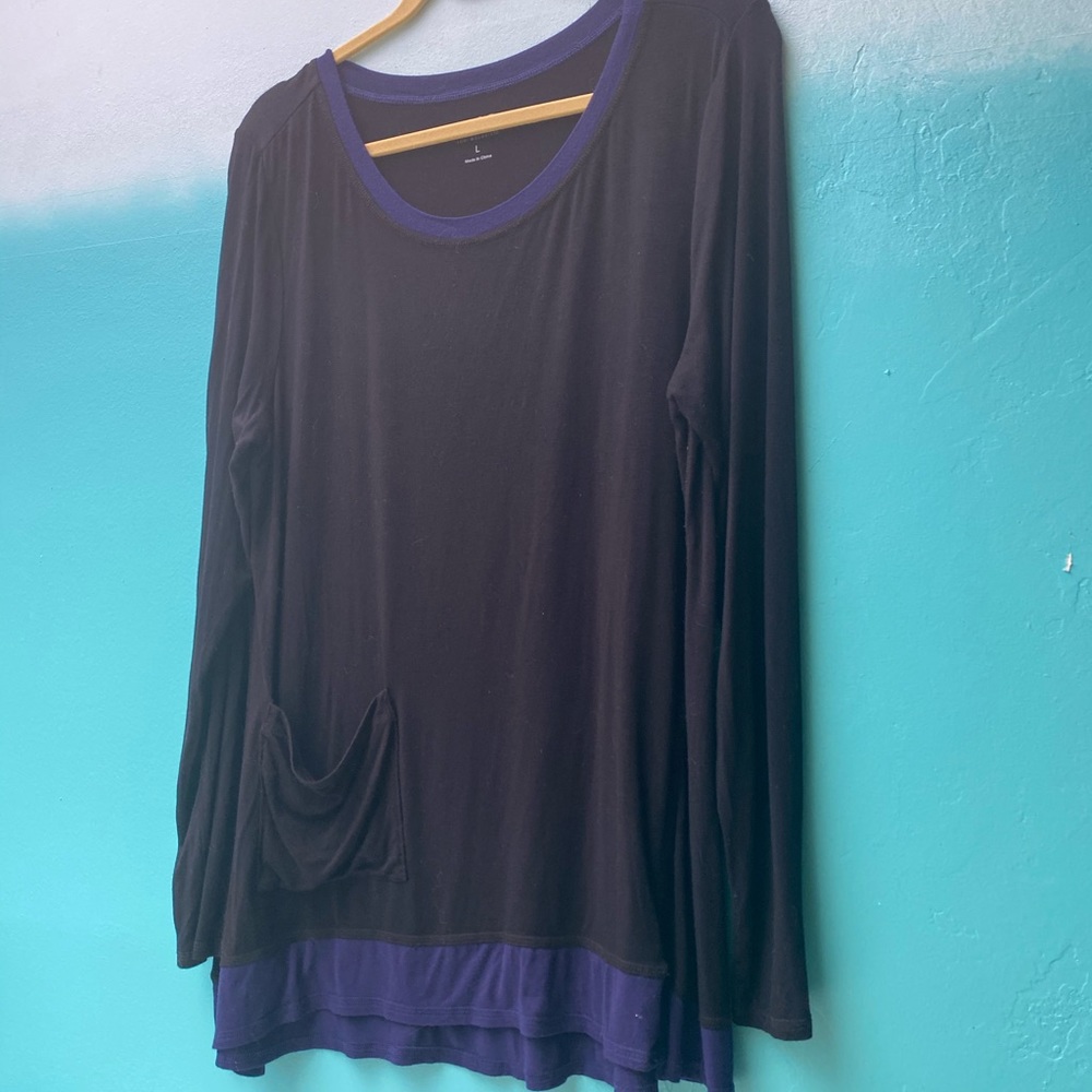 LOGO long sleeve stretchy top w front pocket
